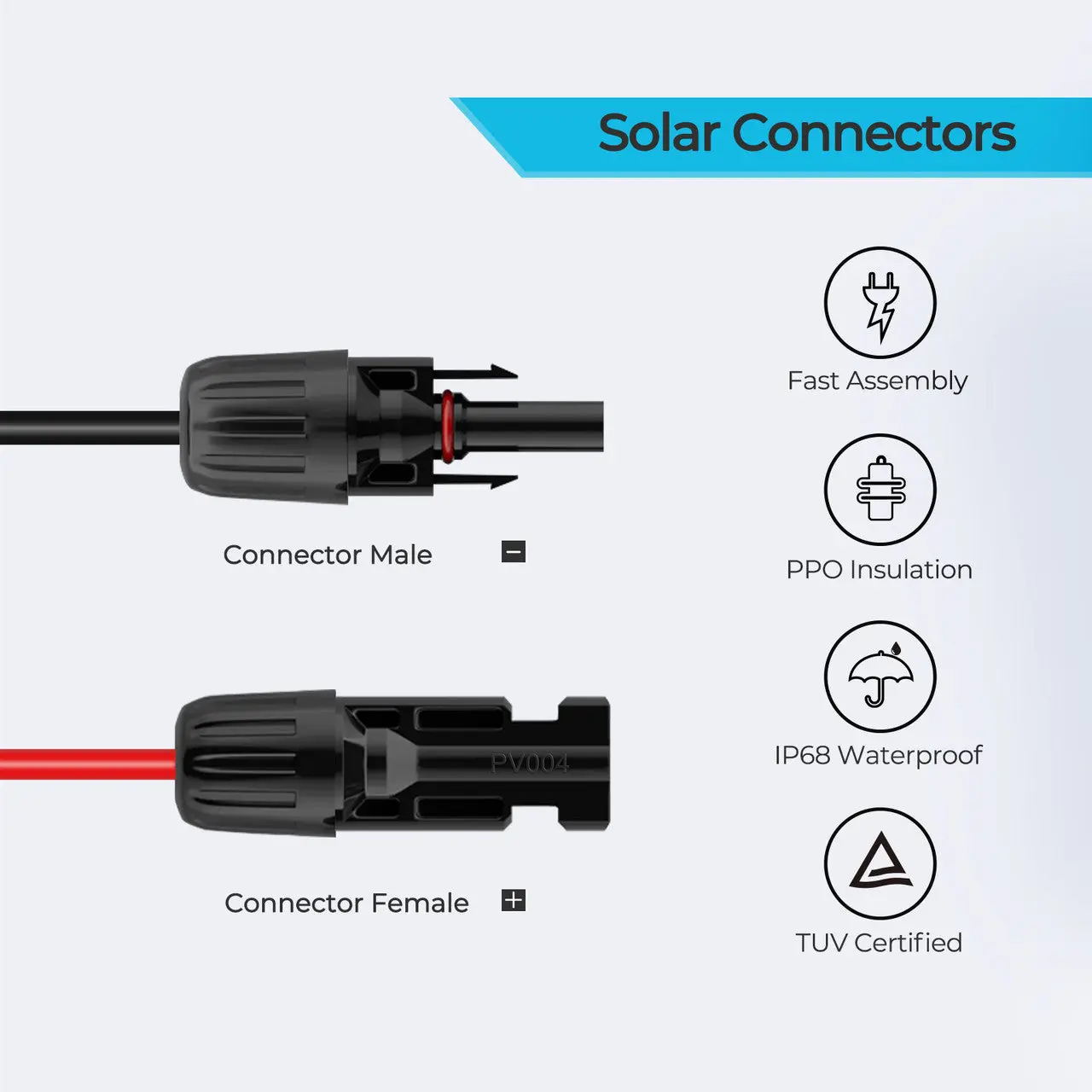 10Ft 16AWG Solar Connector to 5.5x2.1mm DC Connector Adapter Cable - Image 3