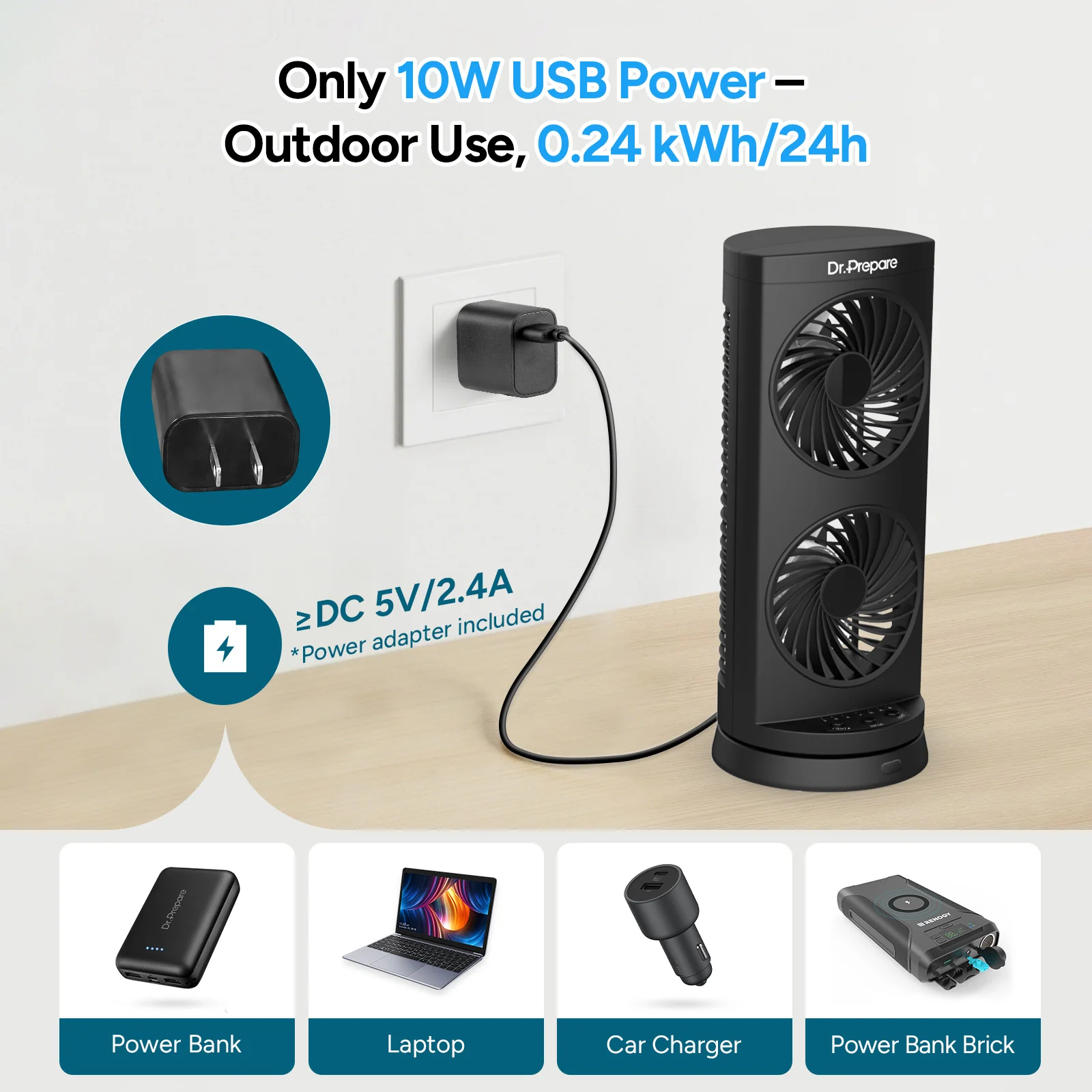 Dr.Prepare 10W DC Tower Fan with Remote - Image 7