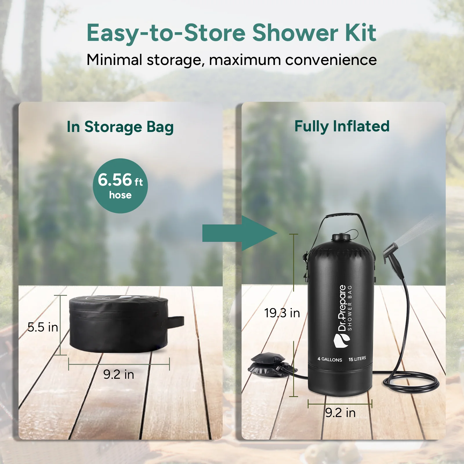 Dr.Prepare 15L Portable Camping Shower Kit with Foot Pump - Image 5