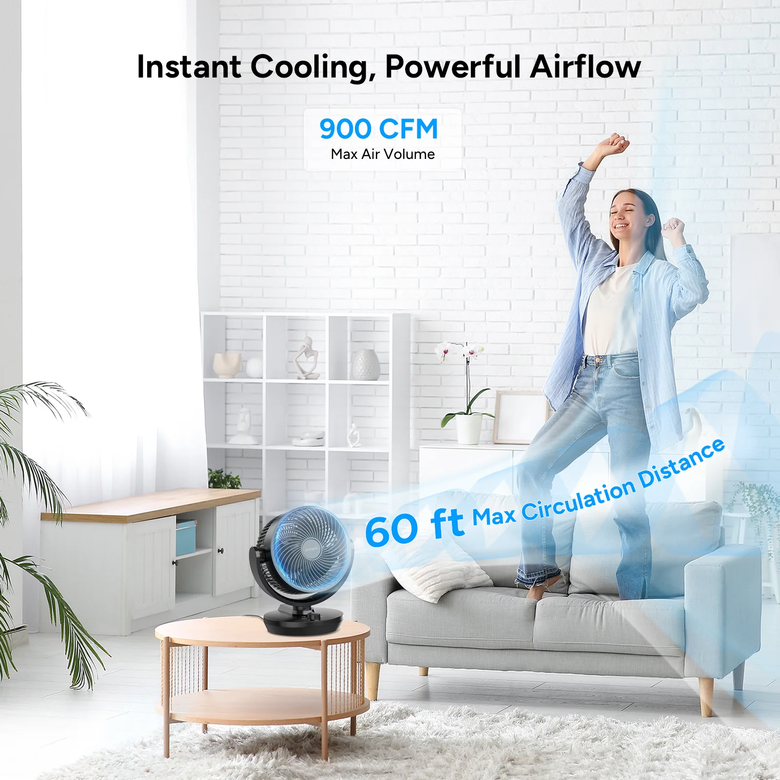 DR.PREPARE Oscillating Air Circulator Fan for Bedroom - Image 3