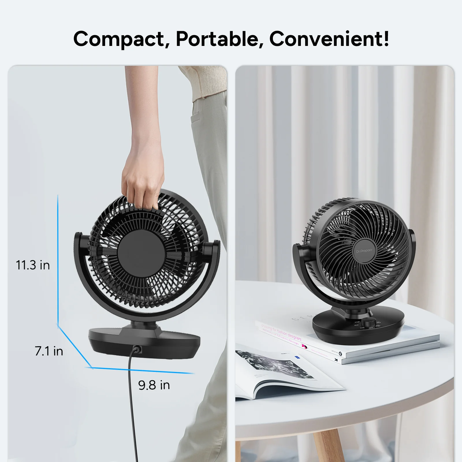 DR.PREPARE Oscillating Air Circulator Fan for Bedroom - Image 7