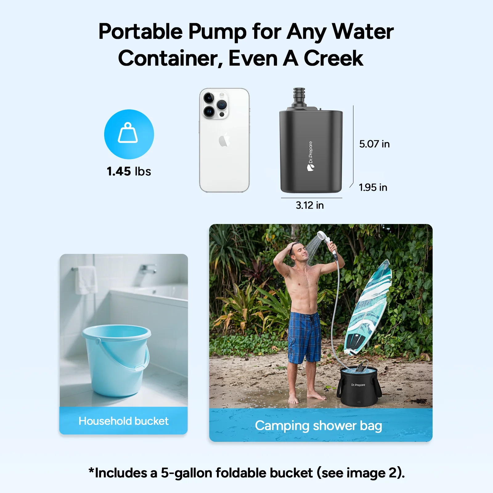 Dr.Prepare Dual Portable Shower Pump Kit (2×5000mAh) - Image 5