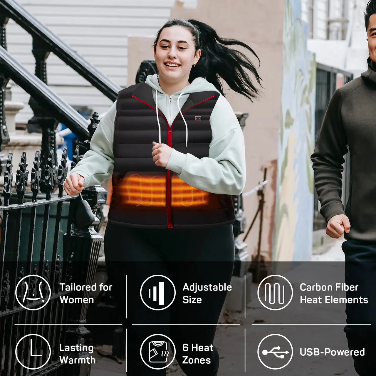 Dr.Prepare Electric Unisex Heated Vest with Removable Hood - Image 2