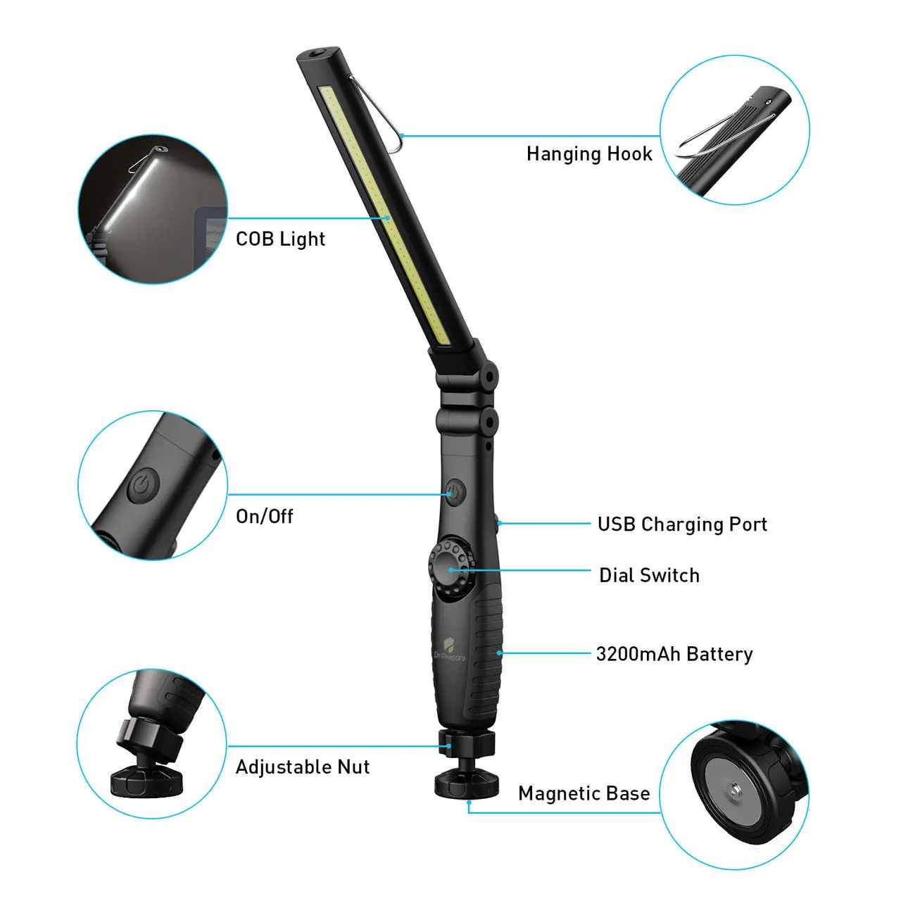 Dr. Prepare LED Work Light, 700 Lumens Rechargeable Work Light - Image 17