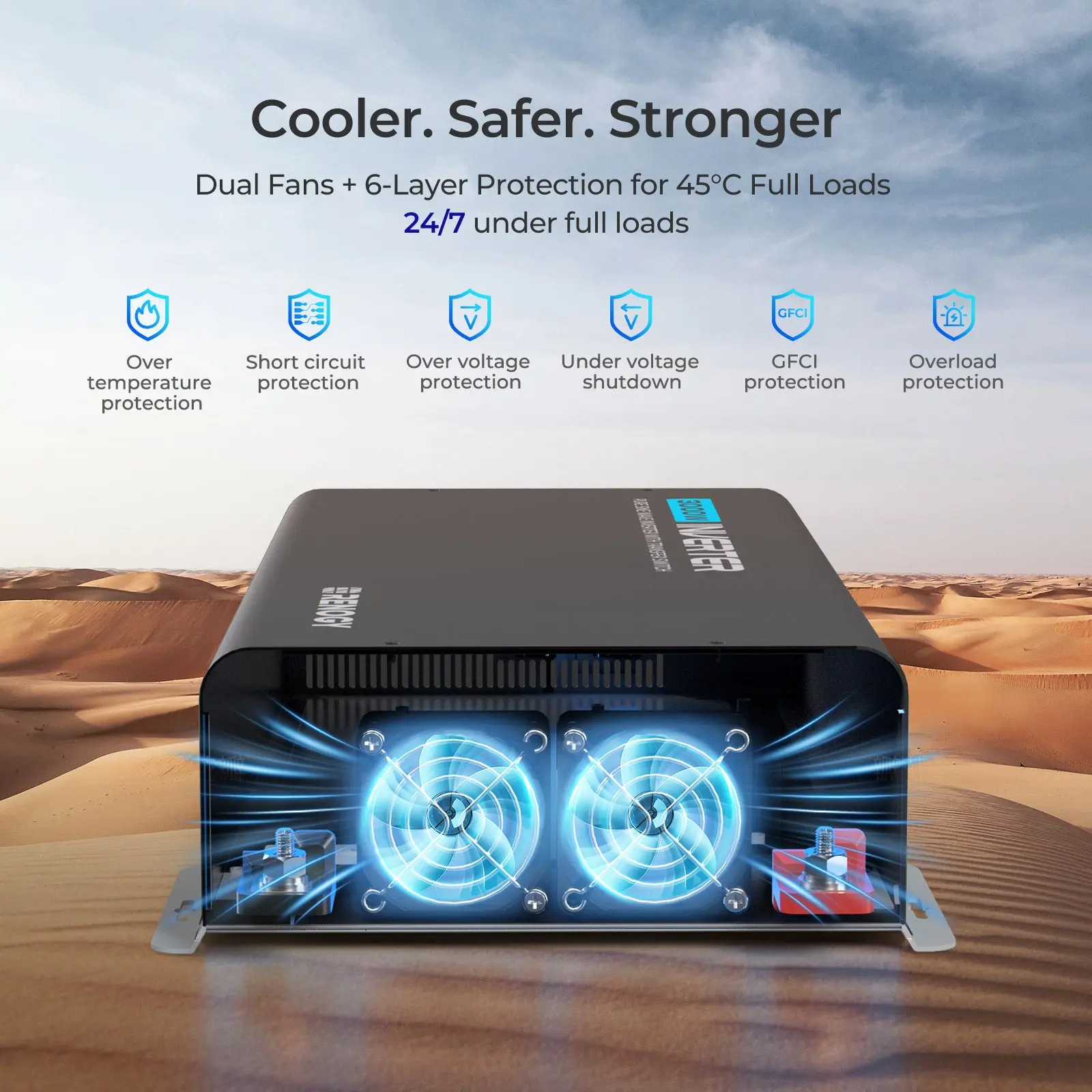 3000W/2000W/1000W 12V Pure Sine Wave Inverter with UPS Transfer Switch - Image 6